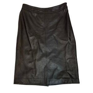 VTG Leather Pencil Skirt Dark Brown Bikercore‎ Retroglam Classic Rock Size 4